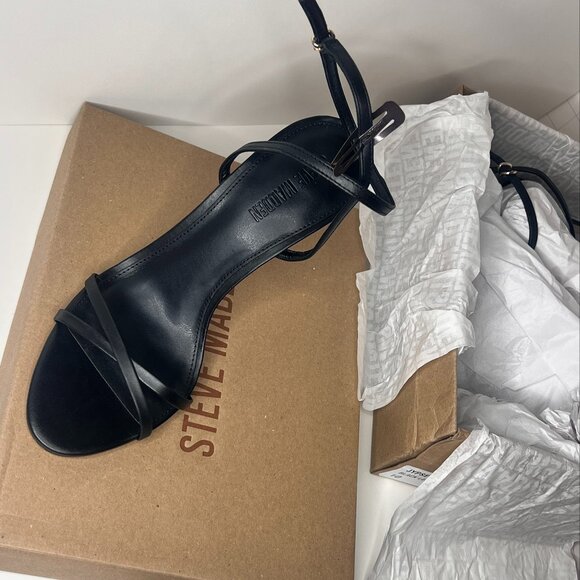 Steve Madden Black Strappy Stiletto Heels – Women’s Size 10 – Ankle Strap Sandal - Picture 8 of 14